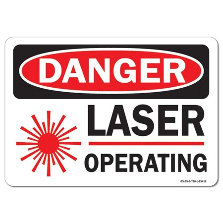 SIGNMISSION OSHA Danger Decal, Laser Operating W/ Graphic, 18in X 12in Decal, 12" H, 18" W, Landscape OS-DS-D-1218-L-19416